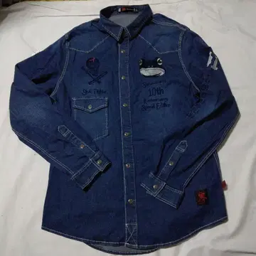 SANMARUICHI 데님 셔츠 XL 개구리 자수 새상품급