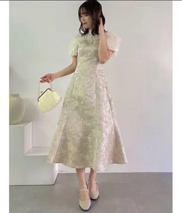 시어 베일 자카드 원피스 베이지 small