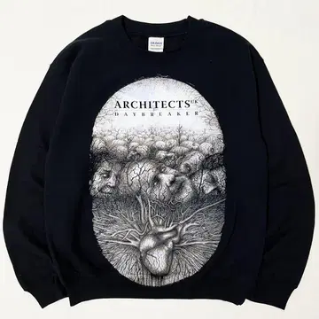 ARCHITECTS 밴딩 맨투맨 아트 프린트 블랙 GILDAN