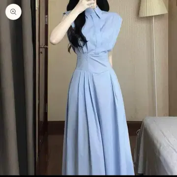 색스 블루 셔츠 원피스