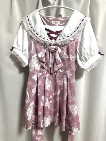LIZLISA Sewing Bear 패턴 셋업 레드 빨간색