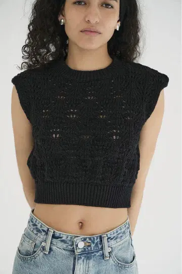 CLANE CROCHET SHORT KNIT TOPS