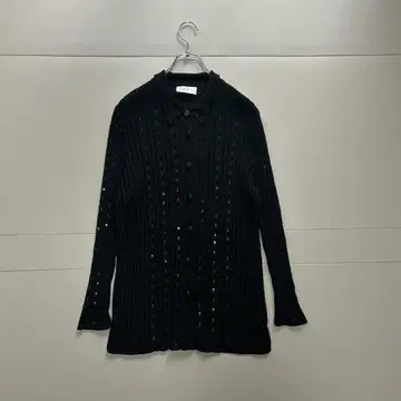 UNKNOWN 이탈리아제 플리츠 메리노울 니트 셔츠 블랙