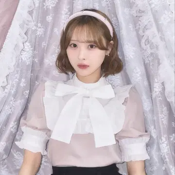 멜티 스위트 리본 블라우스 핑크