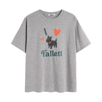 Fallett 반팔 T셔츠 그레이 강아지 디자인
