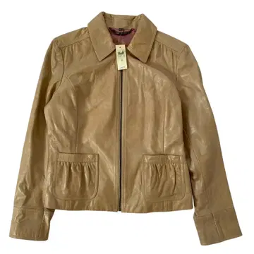 ANN TAYLOR 베이지 천연 가죽 가죽 자켓 M