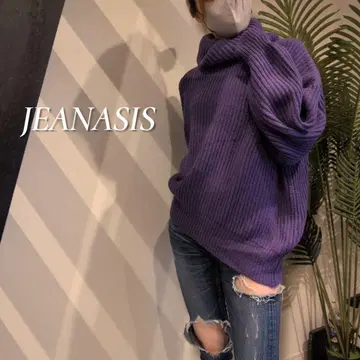 JEANASIS 터틀넥 돌먼 니트 리브 소매
