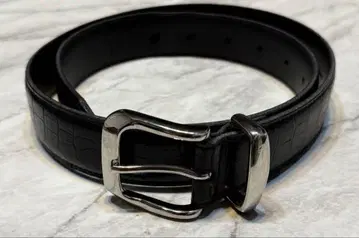 Lui's 루이스 실버 버클 악어 무늬 가죽 벨트 일본제 블랙