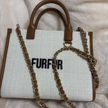 FURFUR 로고 미니 토트백 카멜