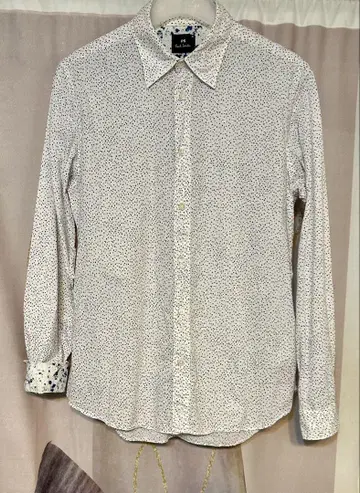 폴스미스 컬러 블록 페인트 프린트 패턴 셔츠 화이트