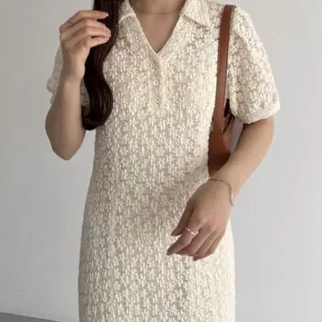 새상품급 컷 레이스 폴로 원피스 머메이드 원피스