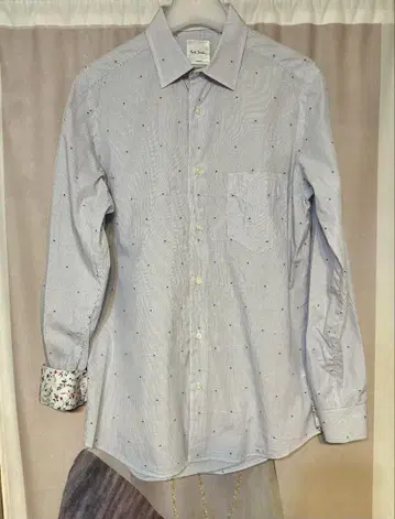 폴스미스 스트라이프 플로럴 도트 자수 꽃무늬 드레스 셔츠