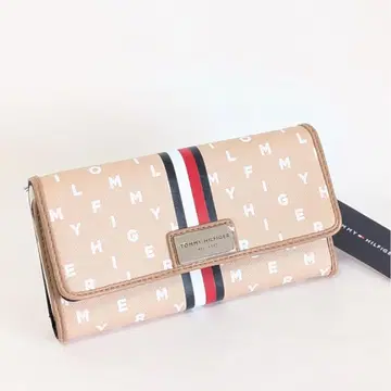 Tommy Hilfiger 장지갑 멋진 로고 트리코 베이지