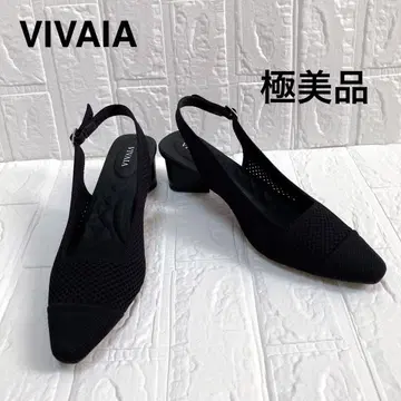 컨디션 최상 VIVAIA 스틸레토 슬링백 샌들 메쉬 블랙