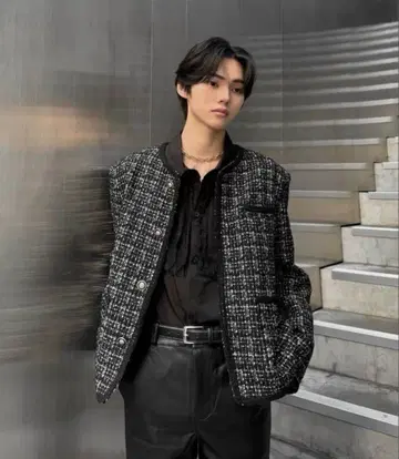 ALUDE SELECT black gord tweed jacket