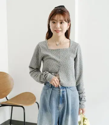 kastane 미니 꽃무늬 스퀘어 써멀 가디건