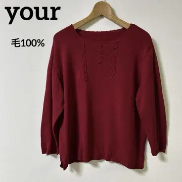 빨간색 크루넥 니트 스웨터 your 모 100%