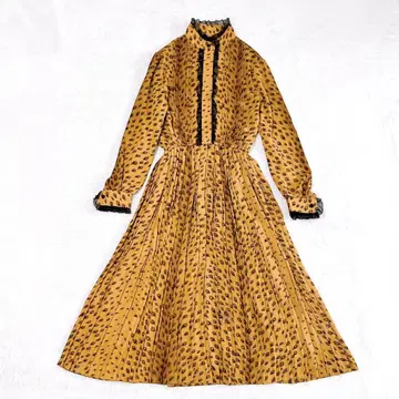 t0250 / 이타리야 롱 원피스 레오파드 무늬 레이스 허리밴딩 9호