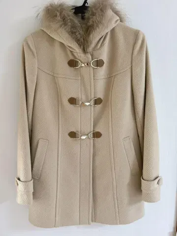 any SiS 퍼 달린 베이지 더플 코트