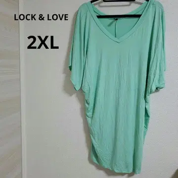 LOCK & LOVE [ 2XL ] 돌먼 V넥 튜닉 롱