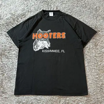 90s~00s 빈티지 HOOTERS 양면 프린트 페이드 티셔츠