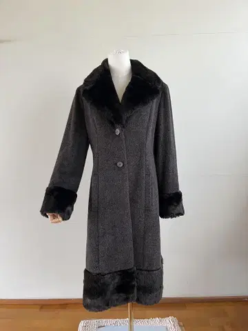 그레이 여성용 롱 코트 모 100% 한국제