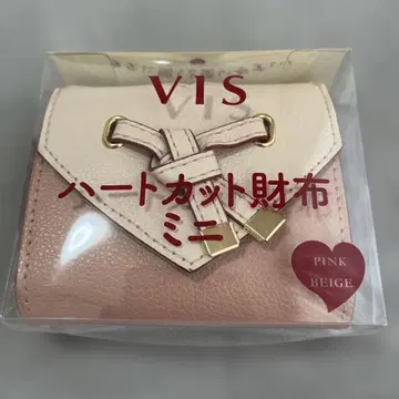 VIS 하트컷 미니 지갑 핑크 베이지