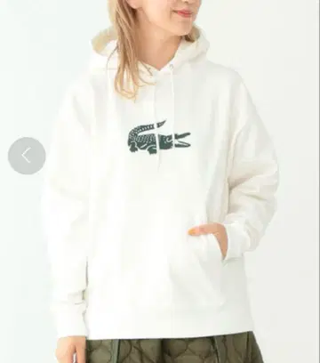 LACOSTE x BEAMS 화이트 후드티 36