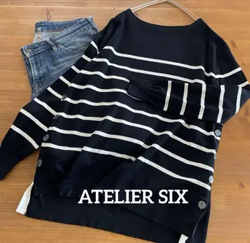 ATELIER SIX 아틀리에식스 보트넥 루즈핏 보더 풀오버