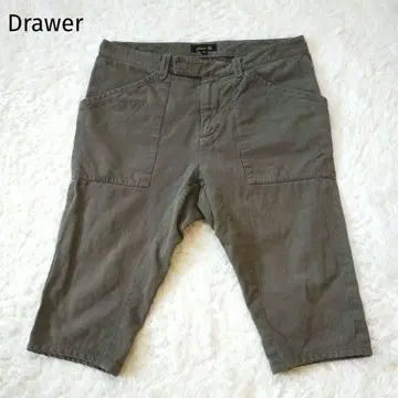 레어 드로어 Drawer 린넨 혼방 하프 팬츠 숏 40 올리브