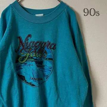 90s vintage/나이아가라 폭포 프린트 맨투맨/블루