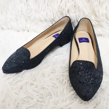 [ 새상품급 ] BABARA 23cm 블랙 글리터 플랫슈즈