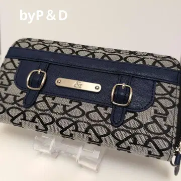 by P&D 모노그램 장지갑 로고 프린트 그레이/네이비