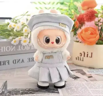 러브브 인형 의류 베레모 포함 그레이 셋업 원피스 17cm