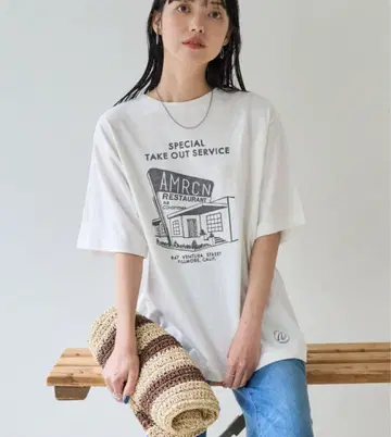 AMRCN 레스토랑 프린트T셔츠 L 사이즈