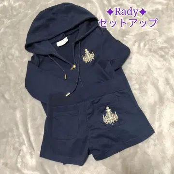 [ y2k ] Rady 네이비 후드 부착 셋업 샹들리에 자수