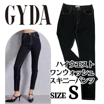 GYDA 하이웨스트 원워시 스키니 팬츠 블랙 데님 [ S ]