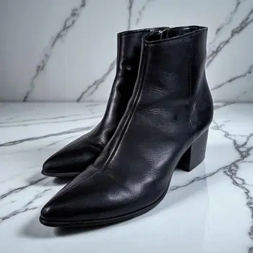 ASOS 아소스 가죽 블록 힐 부츠 사이드 지퍼 블랙 25.5