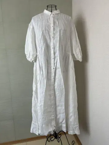 미사용품 니임 린넨 셔츠 원피스 플레어 A라인 린넨