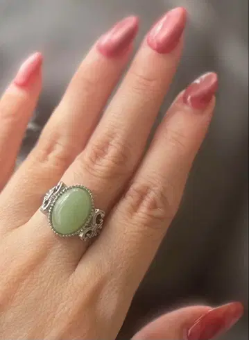 H.P.FRANCE 마노 실버 놋쇠 반지 오벌 컷 13호