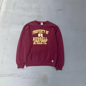 90s Russell athletic USA 와인 레드 맨투맨