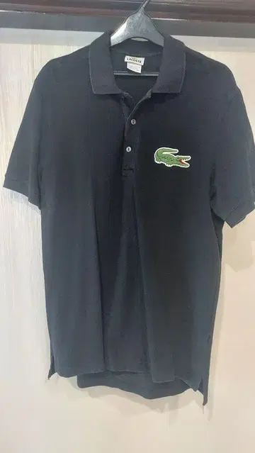 LACOSTE 블랙 피케 셔츠 사이즈 5 라코스테 빅 로고