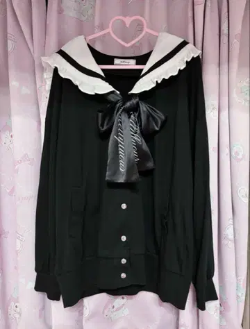 AnkRouge 세일러 후드티 가디건 블랙