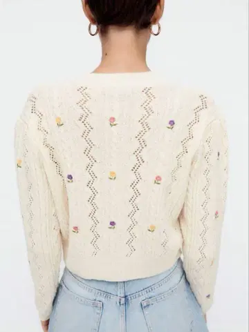 꽃무늬 자수 크림색 가디건 ZARA 자라 새상품급