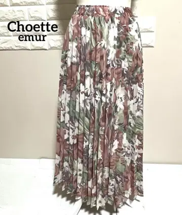 새상품 택 포함 Choette 플리츠 스커트 꽃무늬 핑크 여성용 M