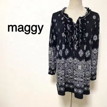maggy 블랙 컬러 프릴 디자인 튜닉