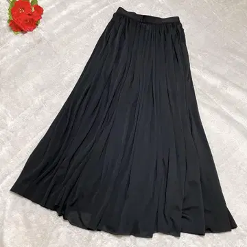 새상품급 일레브 롱 개더 스커트 플레어 맥시 길이 울 블랙 검정