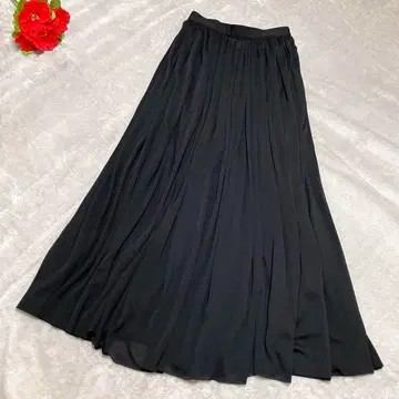새상품급 일레브 롱 개더 스커트 플레어 맥시 길이 울 블랙 검정