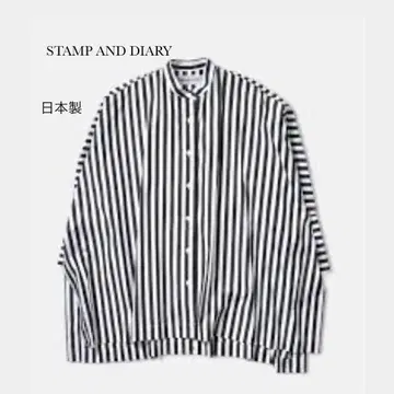 STAMP AND DIARY 코튼 스트라이프 빅 셔츠