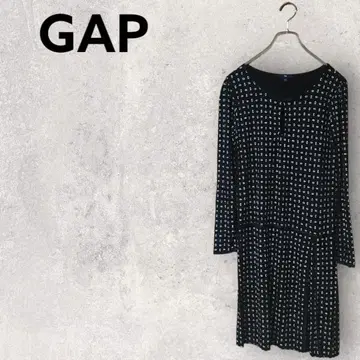GAP 원피스 S 올 패턴 리본 긴팔 시크 여성용